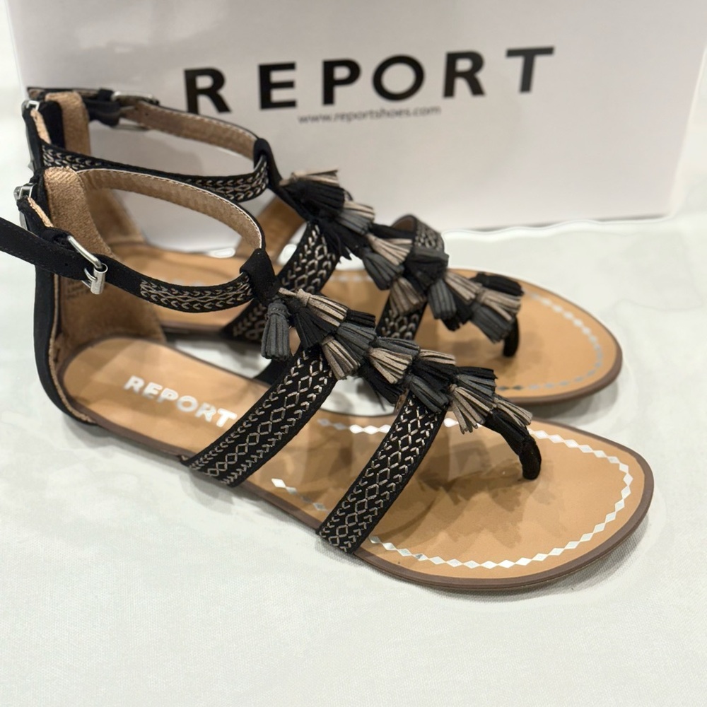 Report Footwear Lanston Women Zip up Sandals Color Black
